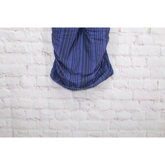 LL Bean Shaping Swimwear Tankini Top Darkest Navy Cobalt Dot Stripe 22W - Picture 3 of 9